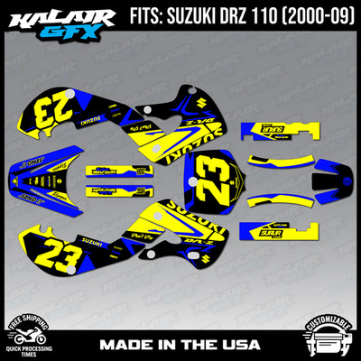 Graphics Kit for Suzuki DRZ110 2000-2009 Evader Series - Blue Yellow