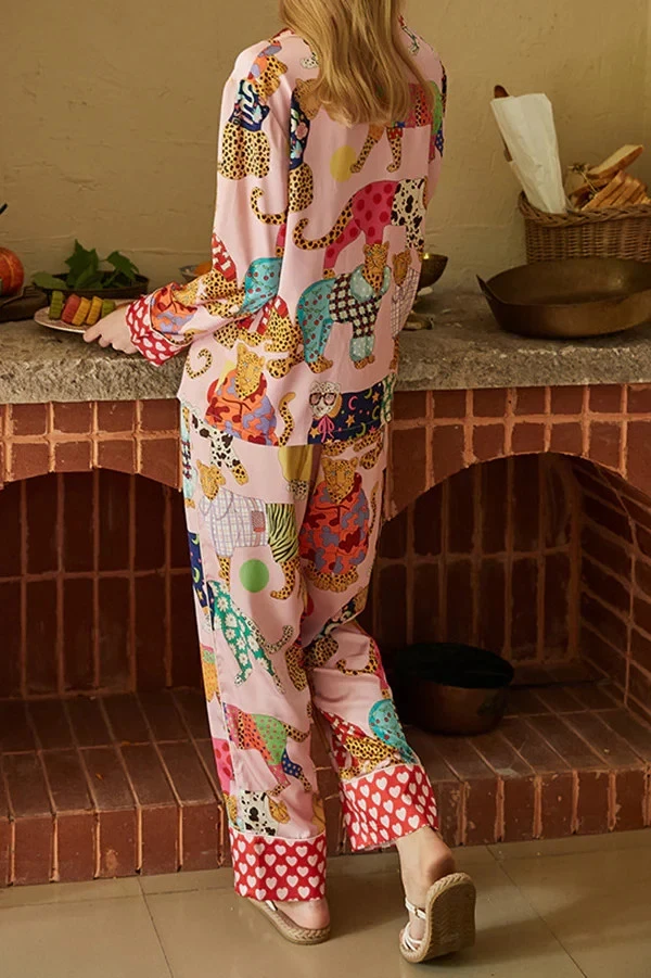 Pink Palette Leopard Fun Long Sleeve Pajama Set 3D All Over Print