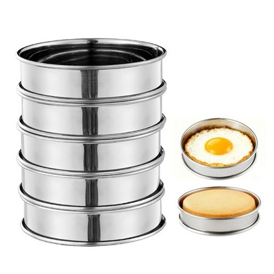 5PCS Crumpet Rings, 4'' Stainless Steel Egg Rings for English Muffin, Tart, Cooki