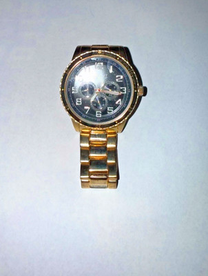 NEW August Steiner AS8060YG Mens Gold Alloy Band Metal Bezel Casual Chrono Watch