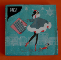 20 Servietten Frau Hund Weihnachtseinkauf Angebot 1 Packung Ovp E Weihnachten