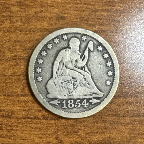 1854 Arrows Liberty Seated Silver Quarter VG