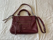 Lodis Bryant Satchel Crossbody Purse Burgundy Pebbled Leather