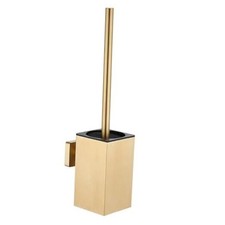Toilet Bowl Brush and Holder Square,Stainless Steel Wall Mounted Gold-square