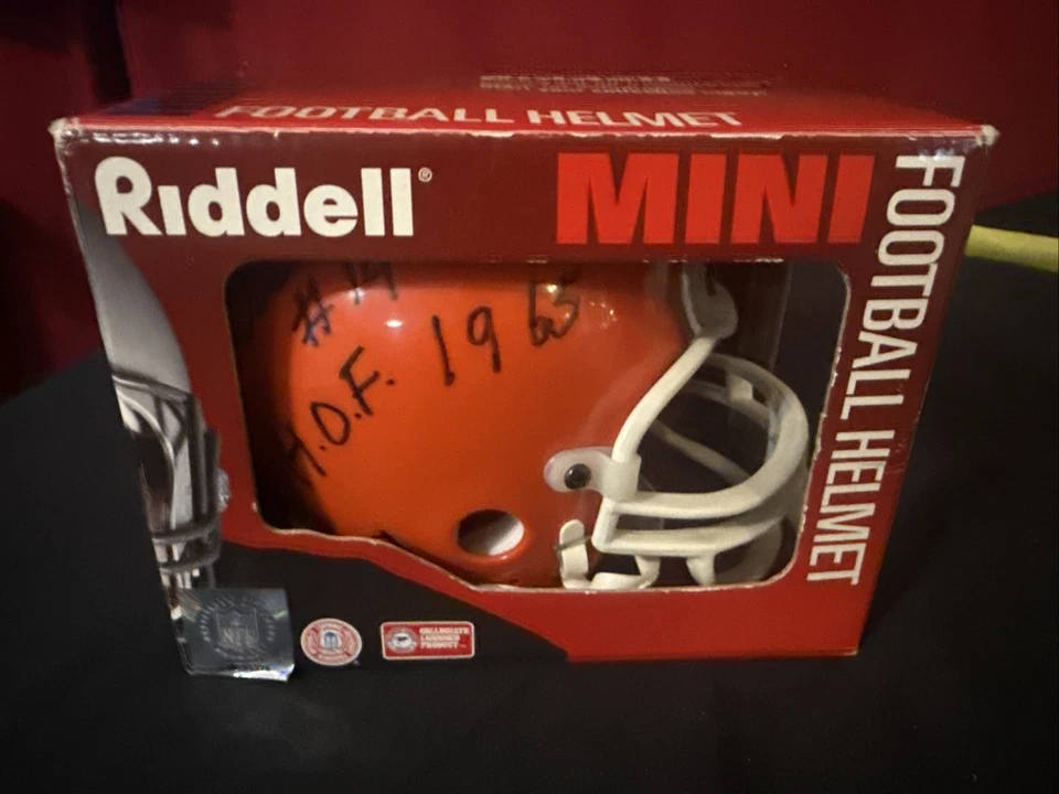 Mini casco de fútbol americano Cleveland Browns Riddell firmado por #14 Otto Graham Salón de la fama 1965 Foto 2 de 4