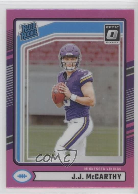 2024 Panini Donruss Rated Rookie Optic Preview Pink Prizm JJ McCarthy #303