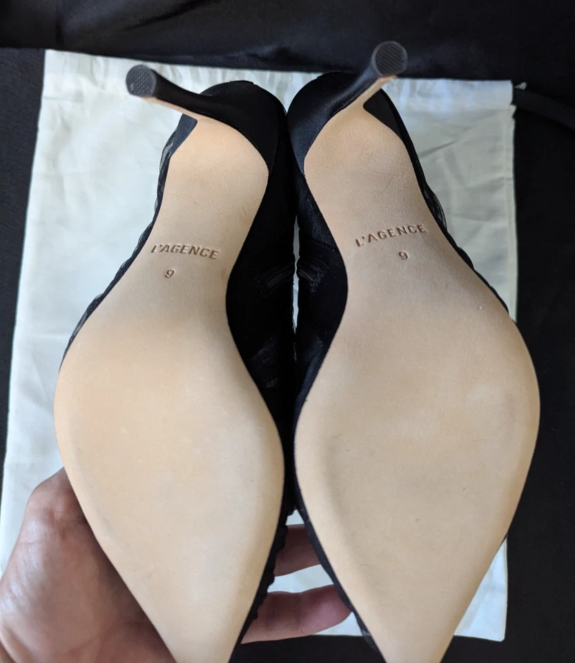 Botas de tornozelo L'Agence Noemie preto tule/cetim tamanho 9 - Imagem 4 de 4