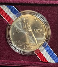 1992-D Olympic Baseball Commemorative Silver Dollar With Box & COA 