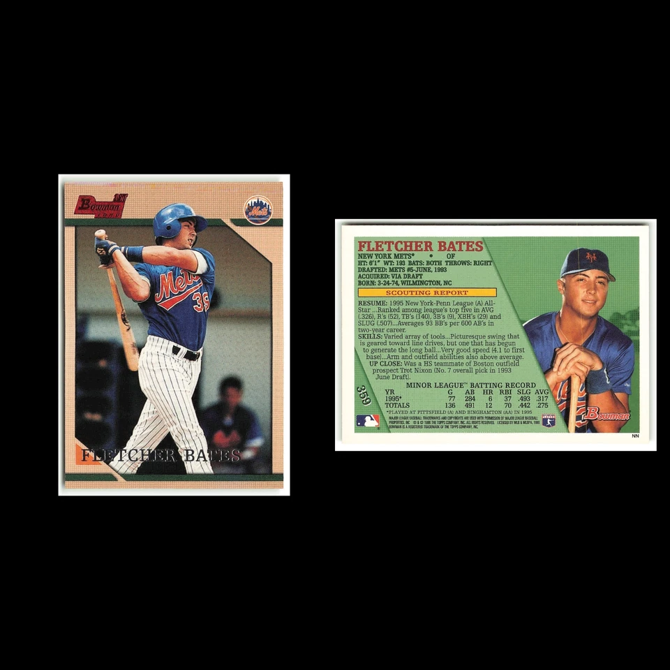 Fletcher Bates Rookie #359 1996 Bowman New York Mets Baseball Card MLB NM - Image 3 of 3