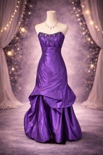 Vth Jessica McClintock Gunne Sax Purple Strapless Beaded Satin Gown Prom Dress 5