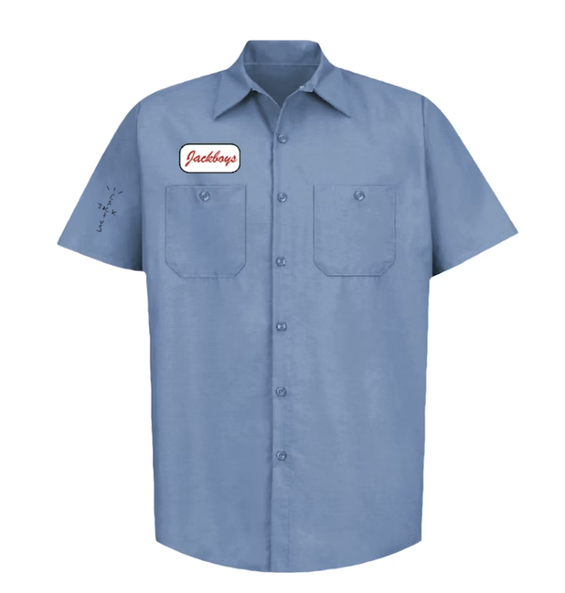 Travis Scott JACKBOYS Crew Work Shirt Blue (TSJB-WS28) Men's Size
