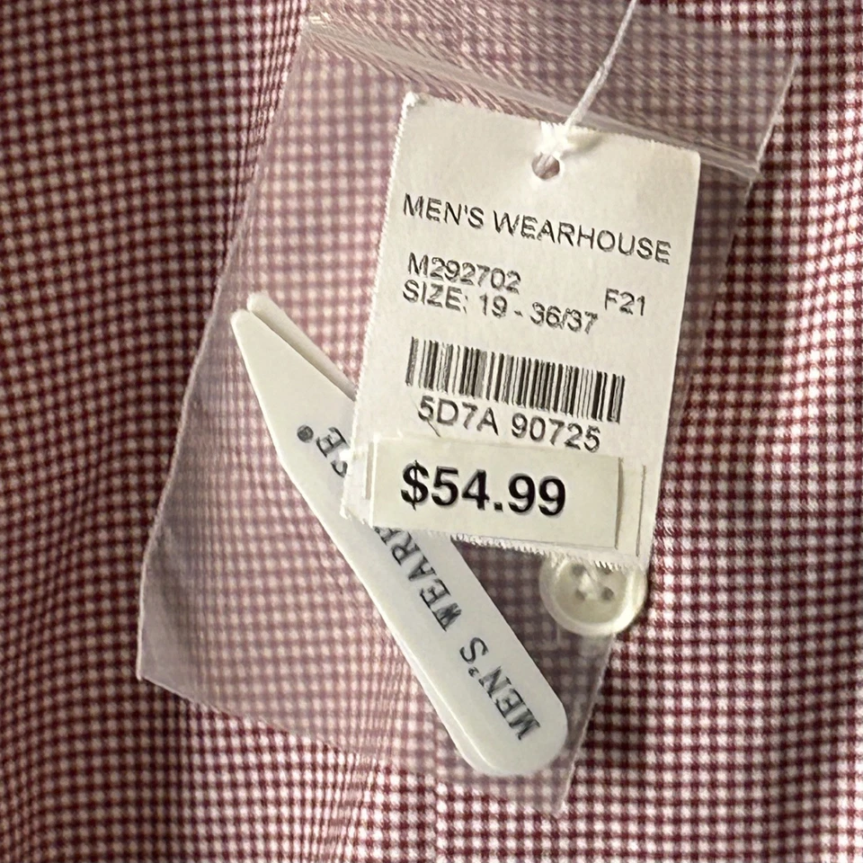 Camisa de vestir Pronto Uomo cuello rojo talla 19/36-37 alta abotonada manga larga Foto 3 de 4