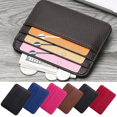 Leather Minimalist Wallet for Men & Women Slim Front Pocket Card Holder Wallets