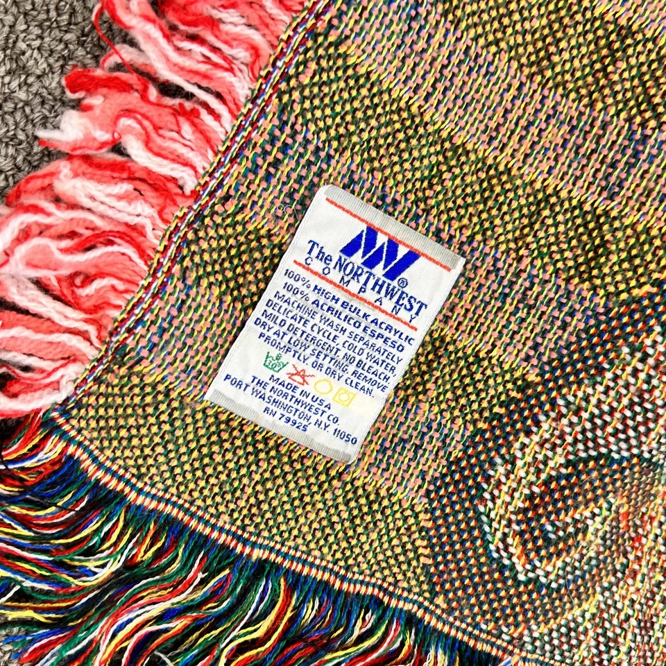 Manta Barbie vintage hecha en EE. UU. tapiz tejida rosa ballet noroeste Foto 4 de 4