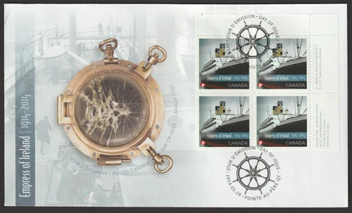 Canada #2745, RMS Empress of Ireland, PB UR, Official First Day Cover, FDC 2014