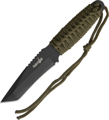 Camping Knife 3.75'' One Piece Stainless Construction Tanto Blade Cord Wrapped