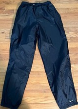 Vintage Nike Lined Black Nylon Track Pants Women L - 28x32