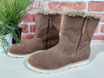 NEXT DUNKELBRAUNE STIEFELETTEN UK 4 EU 37 DAMEN KUNSTFELL GEFÜTTERT DOPPELREISSVERSCHLUSS WINTER