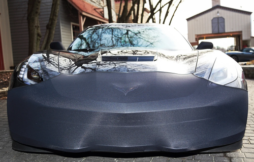2014 -2019 C7 Corvette Front Bumper Nose Mask Bra Mesh NoviStretch EASY ON & OFF - Picture 2 of 6