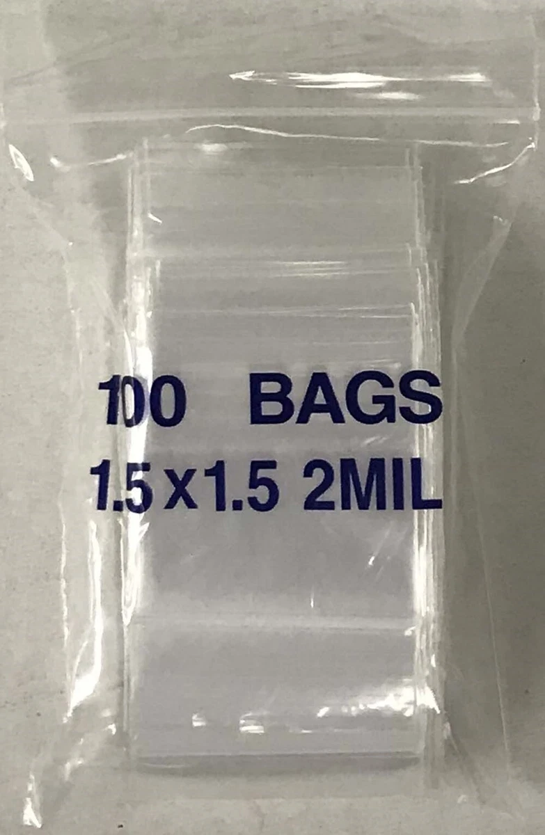 1.5x1.5 Small Ziplock Poly Bags For Coins Lot Of 100 Clear Zip
