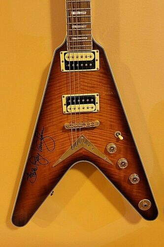Autographed Stevie Ray Vaughan Flying V Dean Electric Guitar | Coa