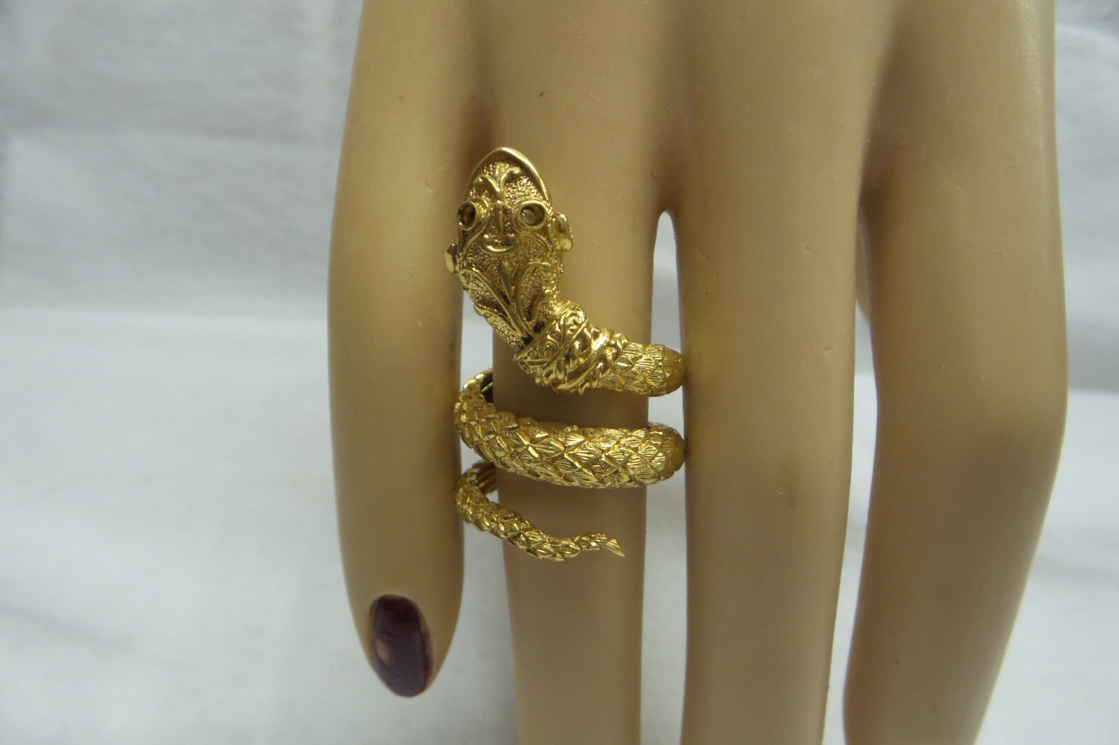 Heavy Detailed Solid 14kt Double Coiled Snake Rin… - image 3