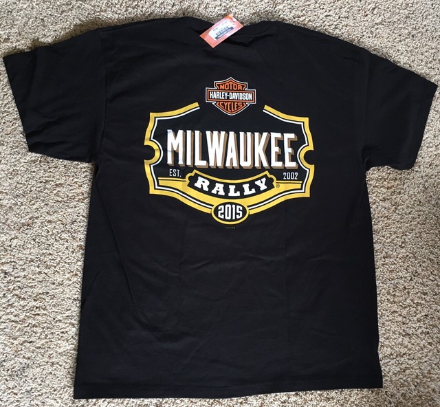 HDMC HarleyDavidson Milwaukee Rally 2015 Short Sleeve Black TShirt Size XL eBay