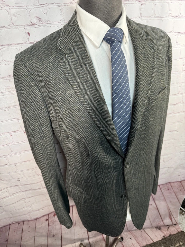 Chaqueta Blazer Abrigo Deportivo de Lana Tweed ESPIGA VERDE Para Hombres Años 50 60 42L DE COLECCIÓN Foto 3 de 4