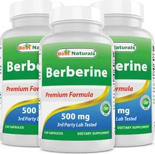 3 Pack Best Naturals Berberine 500 mg 120 Capsules