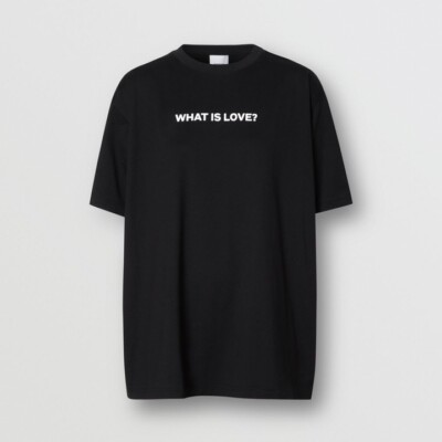 NEW BURBERRY BLACK LOVE SLOGAN OVERSIZE T-SHIRT TOP UNISEX SIZE M  