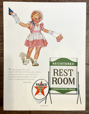 Original 1952 Texaco Ad: Registered Restroom Series, Girl with Pink Dress