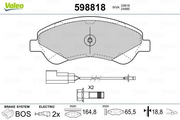 Plaquettes de frein Valeo 598818 pour freinage avant de voiture compacte