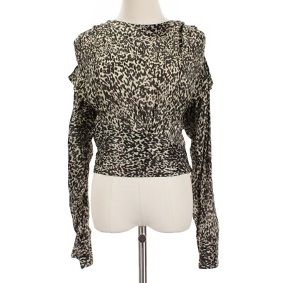 IRO NWD Rusko Long Sleeve Top Size 34 US 2 in Green/Multi Print 100% Silk