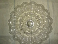 Antique Lead Crystal Deviled Egg Platter Plate 11" Across