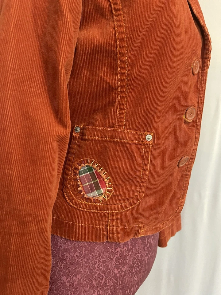 Chaqueta Blazer Picasso Jeans Para Mujer Pana Naranja Talla L Foto 4 de 4