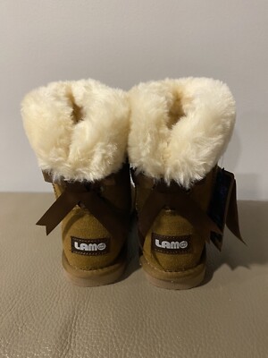 LAMO Footwear Audrey Bow Back  Toddler Girls Suede Boots Chestnut Size 11