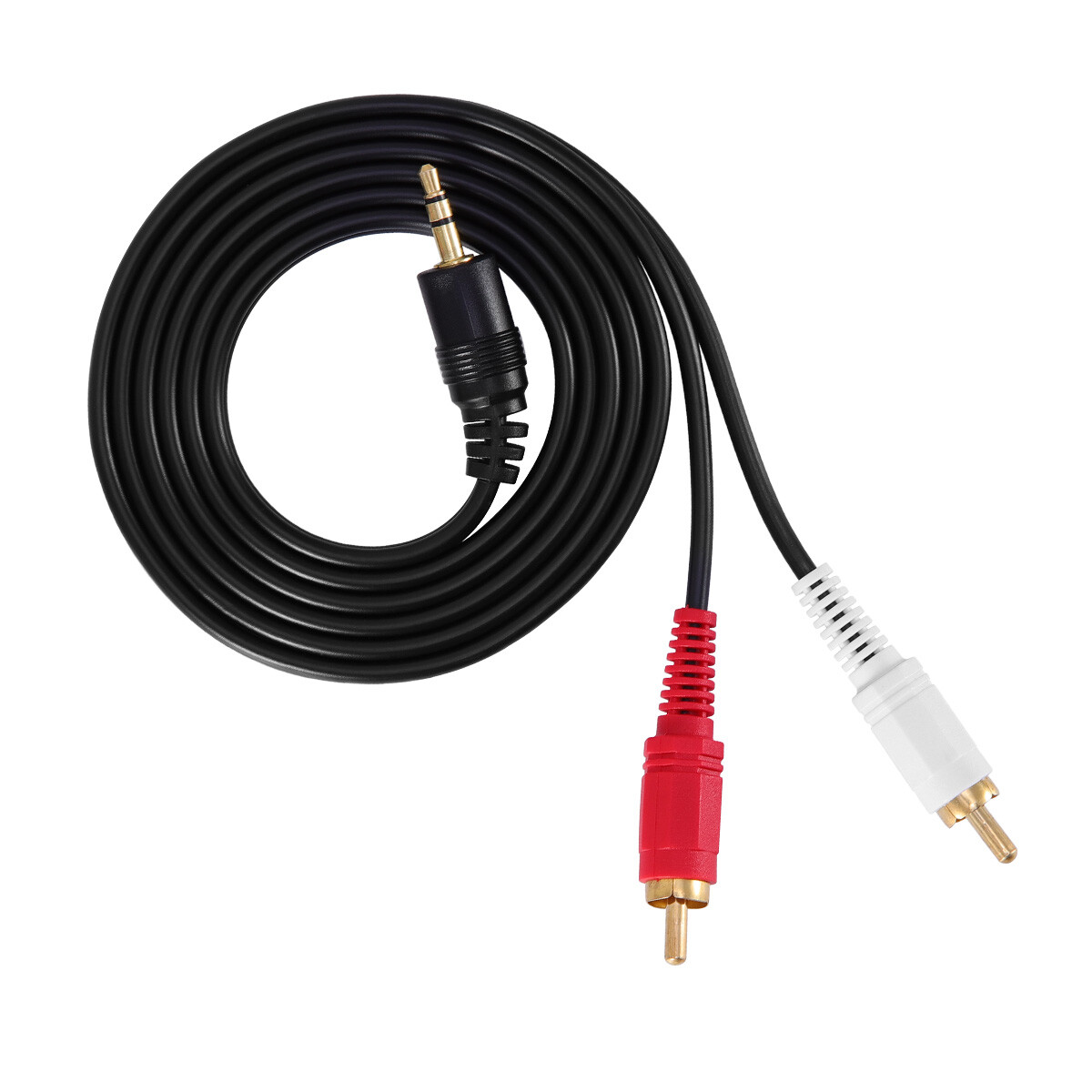 Câble Audio Jack 3,5 Mm Vers 2 RCA - 2 Mètres, Connecteurs Dorés, Neuf