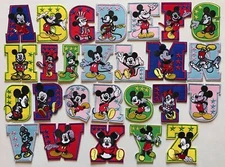 Embroidered Iron on patch Mice on Alphabet Letter Your Choice Height 2.9" AP025H