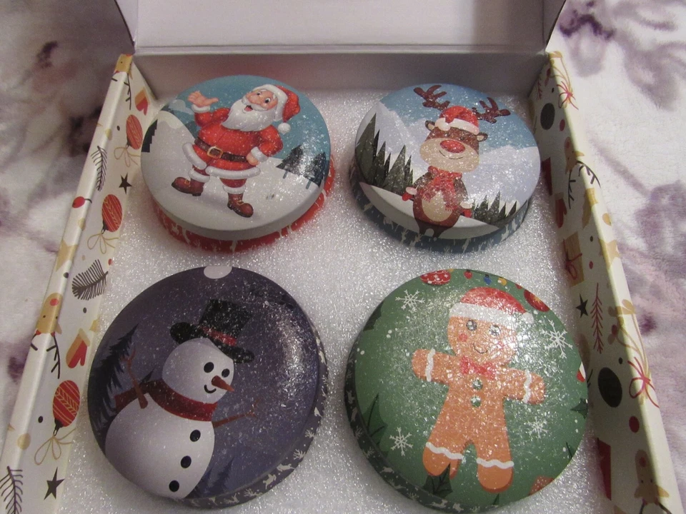 SIN MARCA, JUEGO DE 4 VELAS NAVIDAD NUEVAS EN LATAS METÁLICAS EN CAJA REGALO Foto 3 de 4