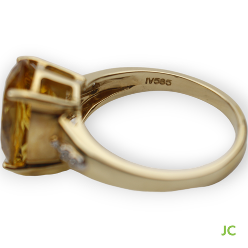 1 Goldberyll 6 Brillanten Ring 585 Gelbgold - Picture 6 of 7
