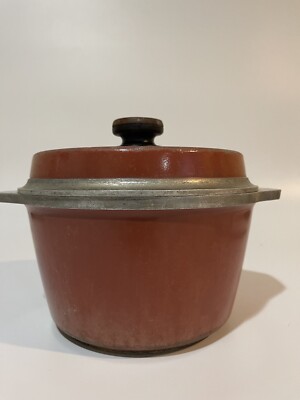 Vintage Kitchen Fair KF Red Cast Aluminum Dutch Oven Stock Pot 4 Quart