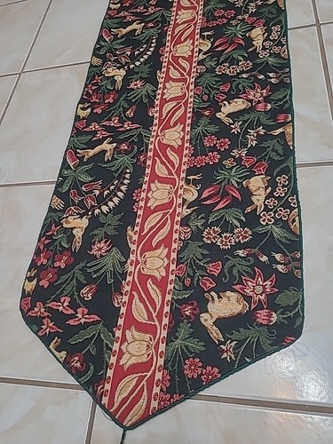 Vintage Holiday Tapestry Table Runner Nature Company HTF Christmas - Picture 3 of 9