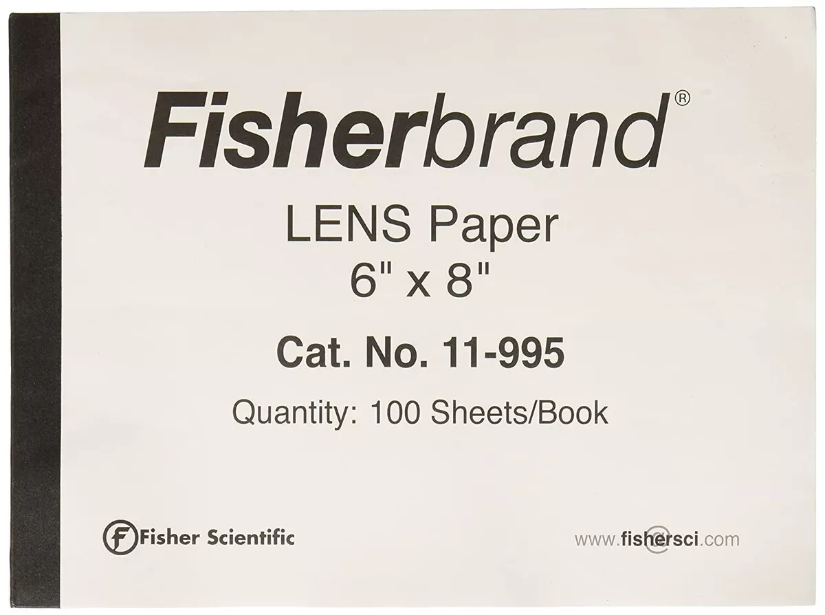 Fisher Scientific 11-995 Lens Paper, 8”L x 6 W. 100 Sheets/Book