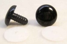 Sassy Bears 15mm Solid Black FLAT Safety Eyes for bears, dolls, crafts - 10 pair