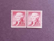 US Stamp Scott #1055 - US Line Pair coil stamps Thomas Jefferson - MNH -1954