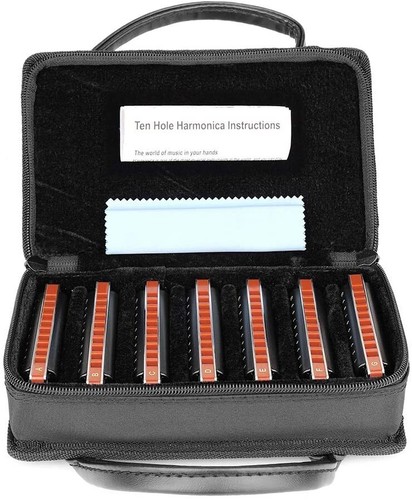 EASTTOP 10 hole blues harp harmonica set T008K-7 ,7keys mouth organ in one case - Bild 7 von 16