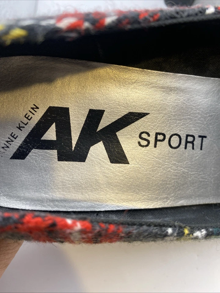 Zapatos de salón Anne Klein deportivos tartán a cuadros tacón ancho de franela 9,5 Foto 4 de 4