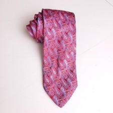 Louis Dell'Olio Paisley Necktie Made In Italy Red Blue Silk Tie 3