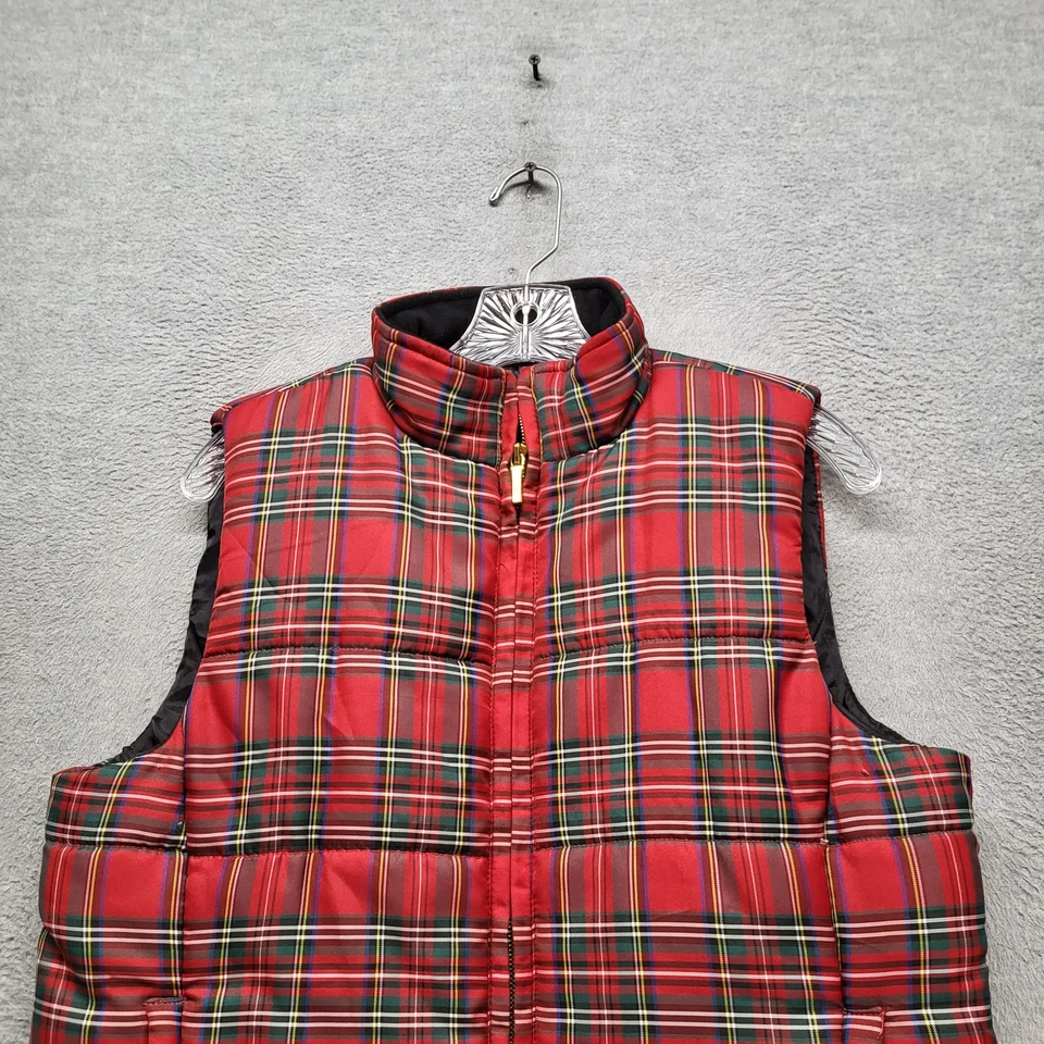 Chaleco de mujer Chaps L rojo acolchado a cuadros cremallera sin mangas acolchado Foto 4 de 4