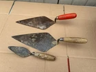 3 VINTAGE BRICKLAYERS BRICK TROWELS BUILDER OLD VINTAGE TOOLS, Used Trowels